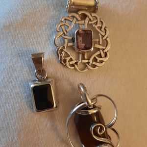 3 silver necklace pendants